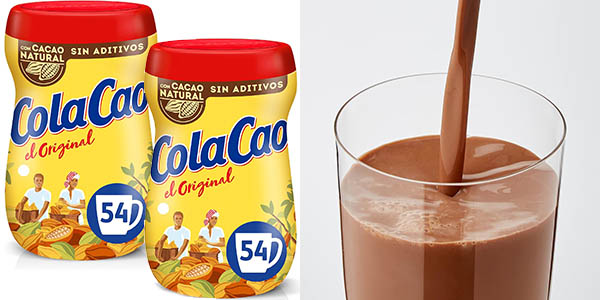 Chollo Pack 2x botes grandes de ColaCao original (760 gramos) por sólo 9,73€ con promo 2ª unidad al 50%