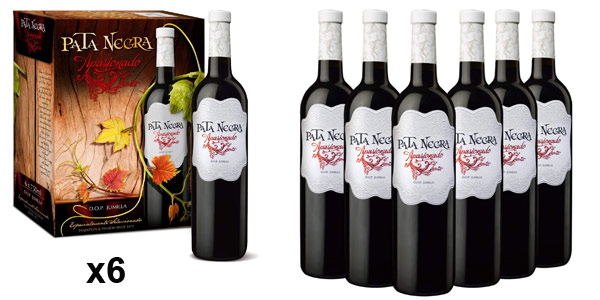 Chollo Pack x6 Vino Tinto Pata Negra Apasionado D.O Jumilla de 750 ml por sólo 25,20€ (-30%) ¡Sólo 4,20€ cada botella!