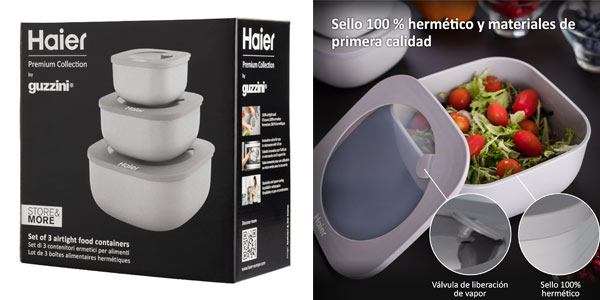 Chollo Pack x3 recipientes herméticos Haier por sólo 7,49€ (23% de descuento)