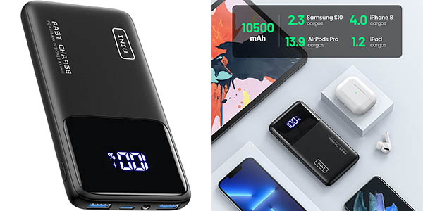 Chollazo Batería portátil Iniu de 10.500 mAh con 3 puertos USB por sólo 10,62€ con cupón descuento (-58%) ¡Corre!