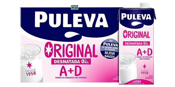 Chollo Pack x6 Leche Desnatada Puleva A+D por solo 6€ (13% de descuento)