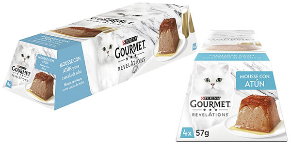 Chollo Pack 6×4 Mousse Purina Gourmet Revelations Atún para gatos por sólo 15,99€ (17% de descuento)