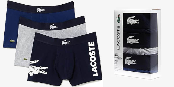 Chollo Pack x3 Bóxer Lacoste para hombre desde sólo 25,50€ (-49%)