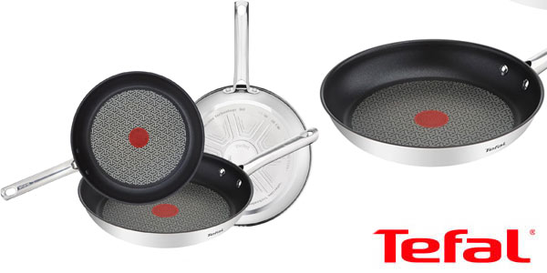 Chollo Juego de 3 sartenes Tefal Duetto de 20, 24 y 28 cm de acero inoxidable por sólo 59,99€ con envío gratis (-37%)