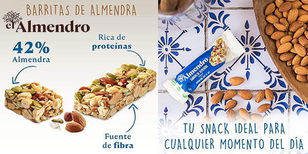 Chollo Pack de 8 barritas energéticas El Almendro de almendra a la sal por sólo 4,05€ con 50% en 2ª unidad