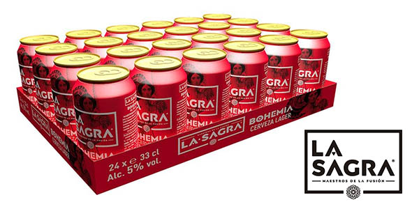 Chollo Pack x24 latas La Sagra Bohemia Cerveza Lager estilo Pilsener por sólo 13,49€ (-29%) ¡A 0,56€ cada una!