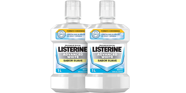 Chollo Pack x2 Enjuague bucal Listerine avanzado con blanqueador de 1 litro cada uno por sólo 10,80€ (-21%) ¡5,40€ cada uno!
