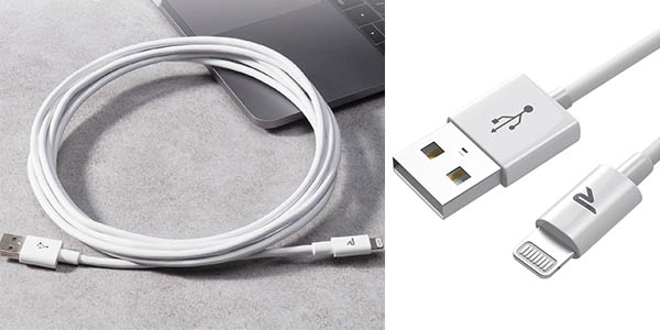 Chollo Cable Lightning RAMPOW de 1 metro con certificado MFi por sólo 5,49€ con cupón descuento (-48%)