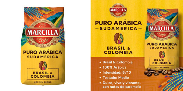 Chollo Café Marcilla en grano Puro Arábica Sudamérica – Brasil & Colombia 400 g por sólo 7,99€ (-33%)