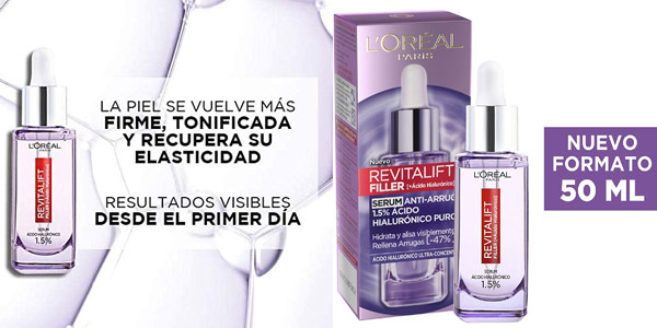 Chollo Serúm antiedad Revitalift Filler L’Oréal París Dermo Expertise de 30 ml por sólo 13,56€ (43% de descuento)