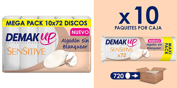 Chollo 720 discos desmaquillantes Demak’Up Sensitive por solo 13,35€ (36% de descuento)