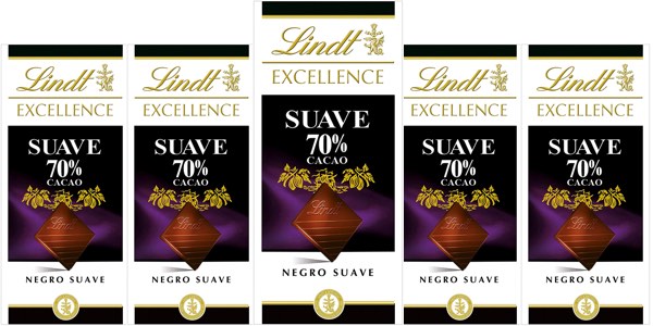 Chollo Pack x5 tabletas de chocolate Lindt Excellence 70% Suave por sólo 9,93€ (-39%) ¡A 1,99€ la unidad!