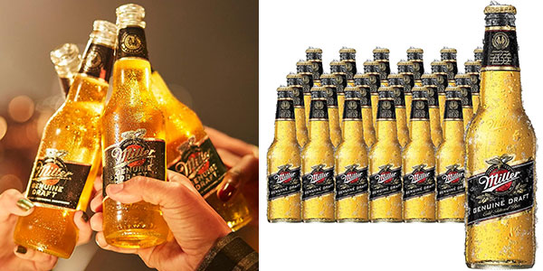 Chollo Pack de 24 cervezas Miller Genuine Draft de 330 ml por sólo 18,96€ con cupón descuento (-39%)