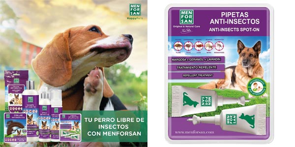 Chollo Pack x2 Pipetas Anti-Insectos Menforsan para perros por sólo 8,04€ (40% de descuento)