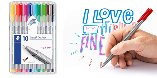 Chollo Pack 10 Rotuladores Staedtler Triplus Fineliner 0,3 mm por sólo 7,74€ (51% de descuento)