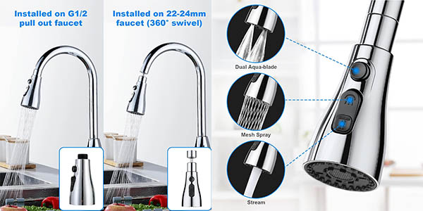 Chollo Grifo con aireador Osdue para cocina con 3 modos de chorro por solo 13,59€ (-15%)