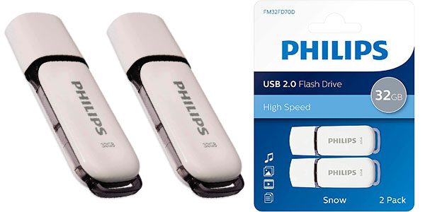 Chollo Pack x2 Pendrive Philips USB 2.0 Snow Edition de 32 GB por sólo 7,99€