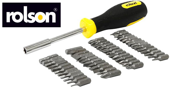 Chollo Kit de destornillador Rolson con 50 puntas por sólo 9,31€