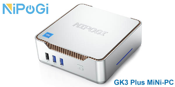 Chollo Mini PC NiPoGi GK3 Plus (Alder Lake-N97, 16 GB, 512 GB, sin S.O.) por sólo 194,99€ y envío gratis con cupón descuento (-30%)