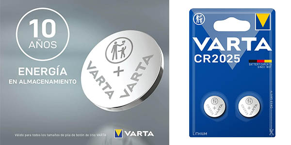 Chollo Pack x2 Pilas de botón Varta CR2025 por sólo 1,19€ (-87%)