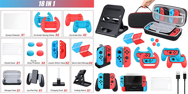 Chollo Kit de accesorios Icyant 18 en 1 para Nintendo Switch por sólo 16,49€ con doble descuento (-50%)