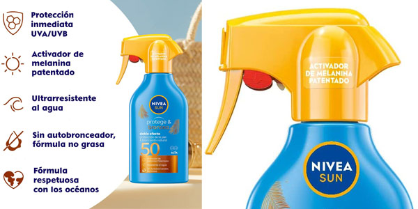 Chollo Spray protector solar Nivea Sun Protege & Broncea FP50 por sólo 11,49€ (-28%)