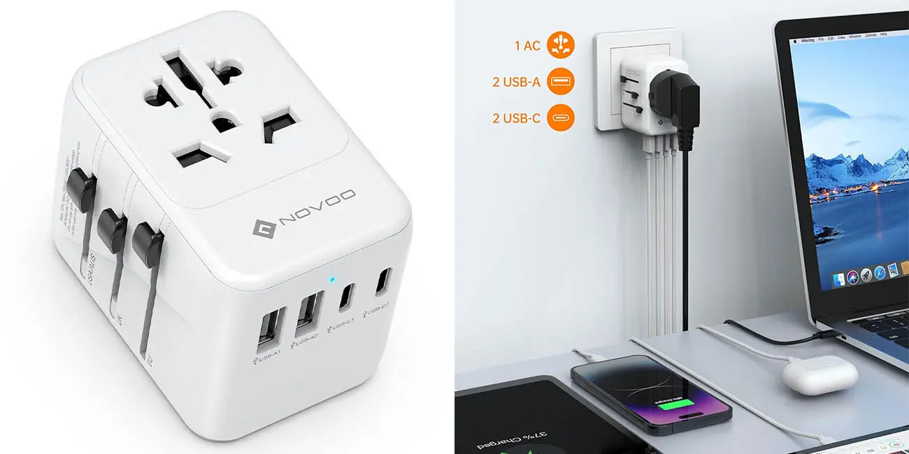 Carga tus dispositivos en cualquier parte del mundo con este adaptador de enchufes de viaje por menos de 14€