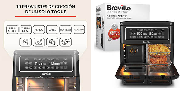 Cupón de -50% en Amazon para conseguir la nueva freidora de aire Breville 2 en 1 de gran capacidad ¡Es brutal!