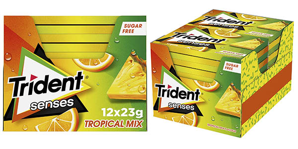 Chollo Pack x12 Paquetes chicles Trident Senses Tropical por sólo 8,99€ ¡A 0,75€ cada uno!