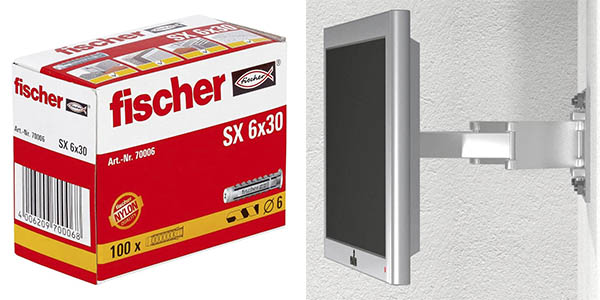 Chollazo Pack x100 Tacos Fischer SX 6×30 para paredes de hormigón por sólo 2,65€ (65% de descuento)