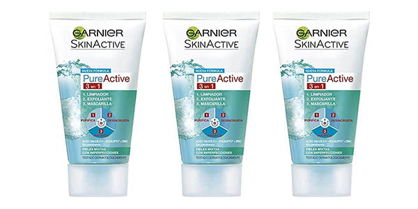 Chollo Pack x3 Limpiadores Garnier Skin Active Pure Active 3 en 1 de 150 ml por solo 8,28€ con 3×2