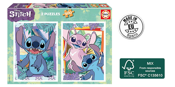 Chollo Caja Educa Disney Stitch con 2 puzles de 500 piezas cada uno por solo 8,09€ (40% de descuento)