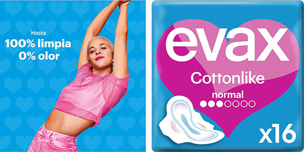 Chollo Pack de 48 compresas Evax Cottonlike por sólo 4,50€ con promoción 3×2