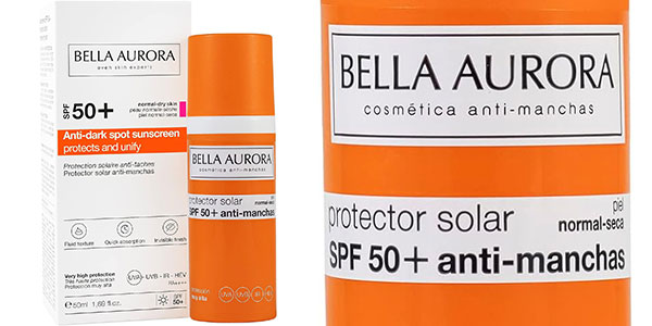 Chollo Protector solar antimanchas Bella Aurora SPF 50+ de 50 ml por solo 14,58€ (-36%)