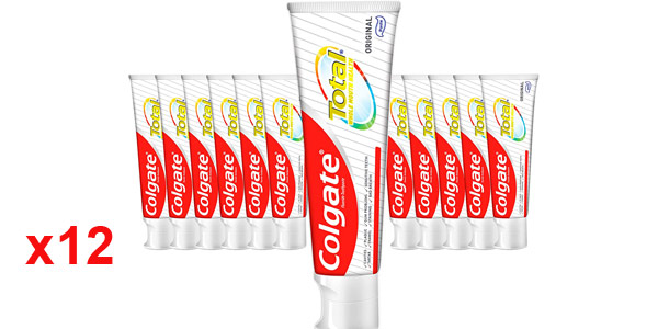 Chollazo Pack x12 Tubos de pasta de dientes Colgate Total Original Protección Completa por sólo 22,08€ con descuento (-42%) ¡A 1,84€ cada bote!