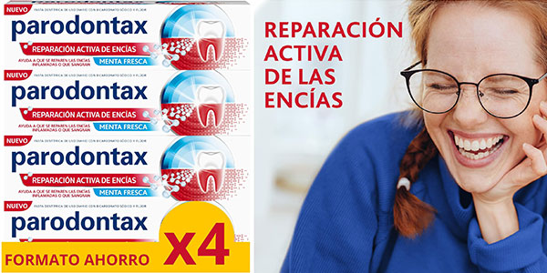 Chollo Pack x4 Dentífrico Parodontax Reparación Activa de Encías de 75 ml por sólo 15,47€ (-22%)