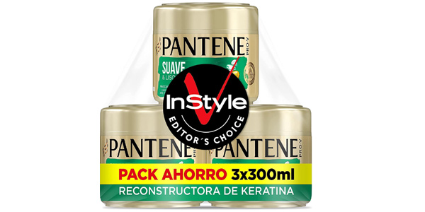 Chollo Pack x3 Mascarilla antiencrespamiento Pantene Suave & Liso de 300 ml por sólo 9,99€ (33% de descuento)