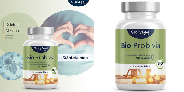 Chollo Envase x180 Cápsulas veganas Bio Probióticos y Prebióticos Intestinales GloryFeel por sólo 17,91€ con cupón (44% de descuento)