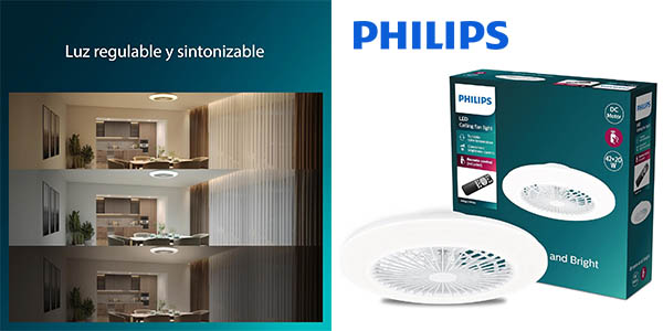 Chollo Ventilador de techo Philips Amigo con luz integrada por solo 107€ con envío gratis (-37%)