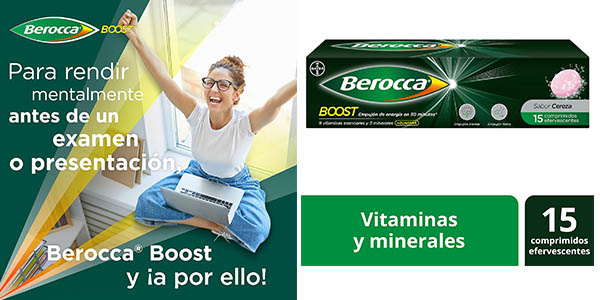 Chollo Complejo de vitaminas y minerales Bayer Berocca Boost con cafeína y guaraná de 15 comprimidos por sólo 9,56€ (-24%)