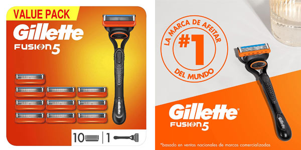 Chollo Maquinilla Gillette Fusion5 + 11 cuchillas de recambio por 35,59€ con envío gratis (-20%)