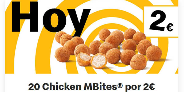 20 Chicken MBites por solo 2€ en McDonalds ¡Solo hasta el lunes!