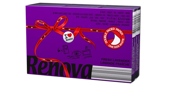 Chollo Pack de 60 paquetes de pañuelos de bolsillo Renova Red Label Morado Aroma Lavanda por sólo 4,30€