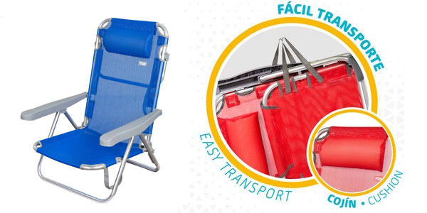 Chollo Flash: Silla plegable de playa Aktive con cojín por sólo 26,95€ (-31%) o por 22,91€ con cupón bienvenida