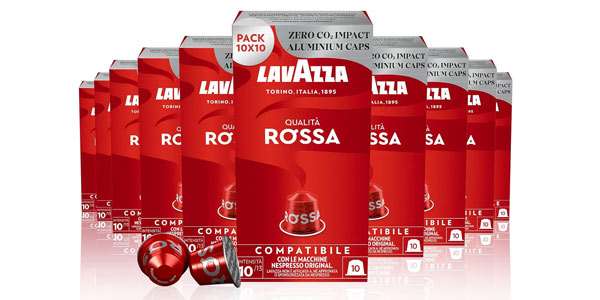 Chollo Pack x100 Cápsulas de café Lavazza Qualità Rossa para Nespresso por sólo 29,56€ con envío gratis ¡0,30€ cada una!