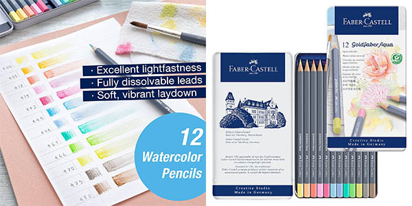 Chollo Caja de 12 lápices acuarelables Faber-Castell en colores pastel por solo 8,33€ (38% de descuento)