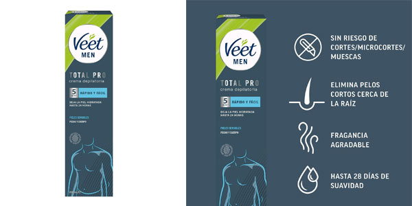 Chollo Pack x3 crema depilatoria corporal Veet Men para pieles sensibles de 200 ml por sólo 9,98€ con oferta 3×2 ¡3,32€ cada una!