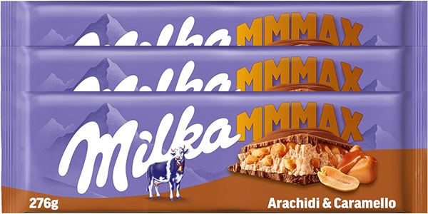 Chollo Pack de 3 tabletas Milka MMMAX de caramelo y cacahuete por sólo 7,90€ con promoción 3×2 ¡Corre!