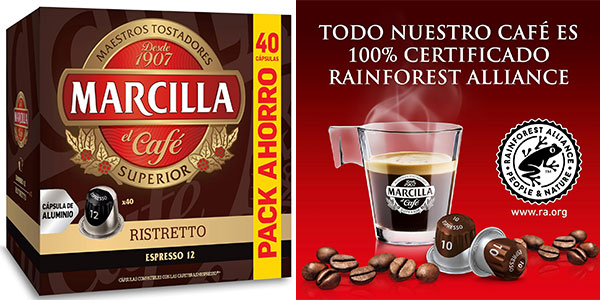 Chollo Flash: Pack de 40 cápsulas de café Marcilla Ristretto compatibles con Nespresso por sólo 9,93€ (-15%)