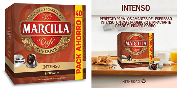 Chollazo Pack 40 cápsulas Nespresso Marcilla Intenso por sólo 9,94€ (-15%) ¡0,25€ cada una!